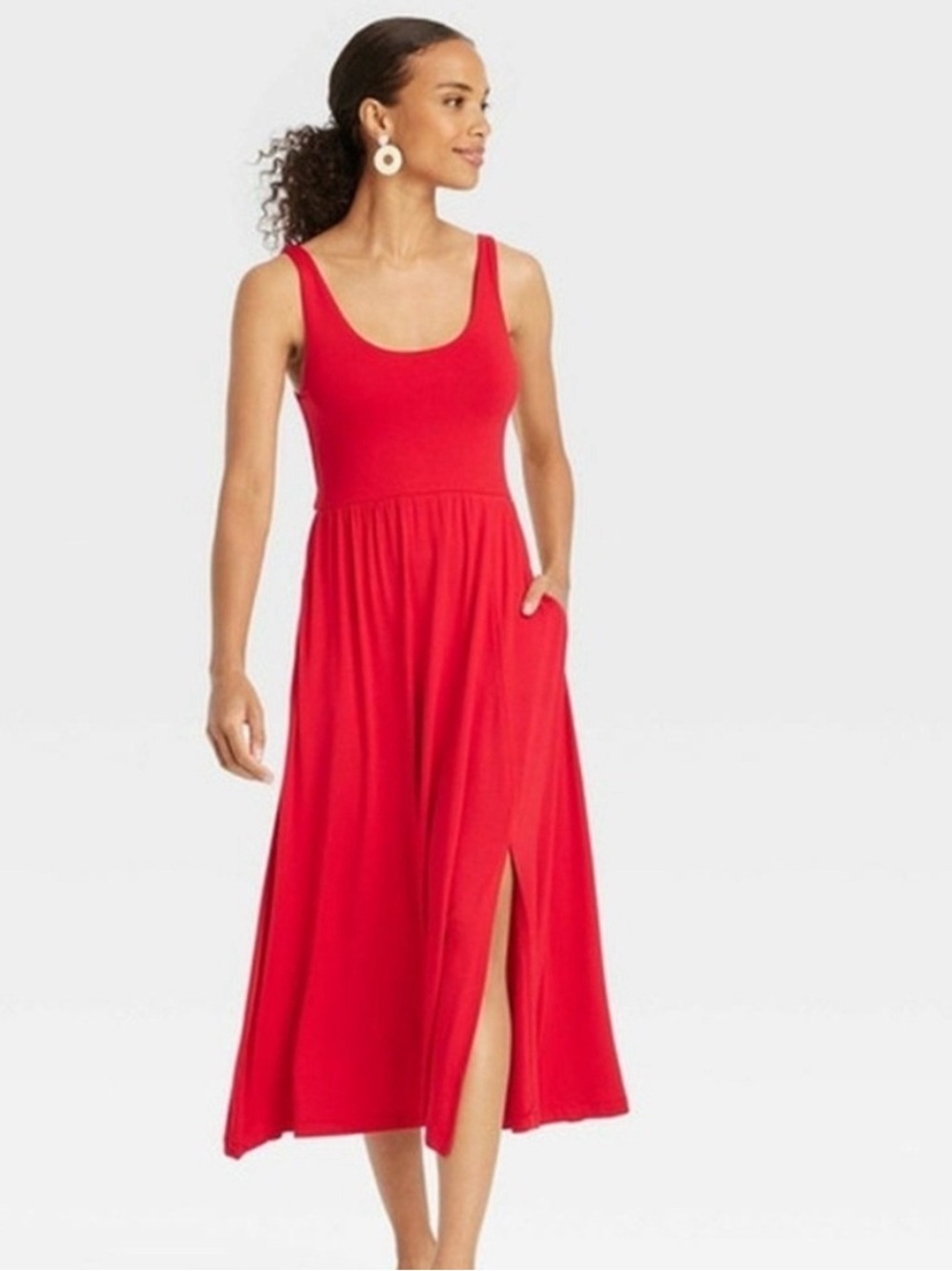 A New Day Women's Knit Mini Ballet Sleeveless Dress Red S